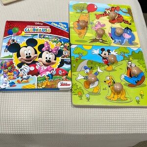 Disney puzzles and first look and find book